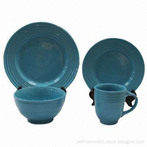 16-piece Embossed Ceramic Dinner Set, Various Glazes are Available